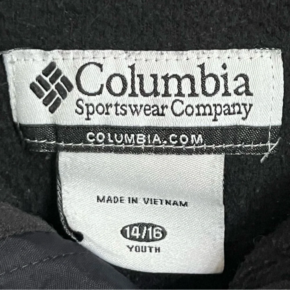 Boys Youth Black Columbia Jacket Fleece Full Zip Size 14/16 Mid Weight‎